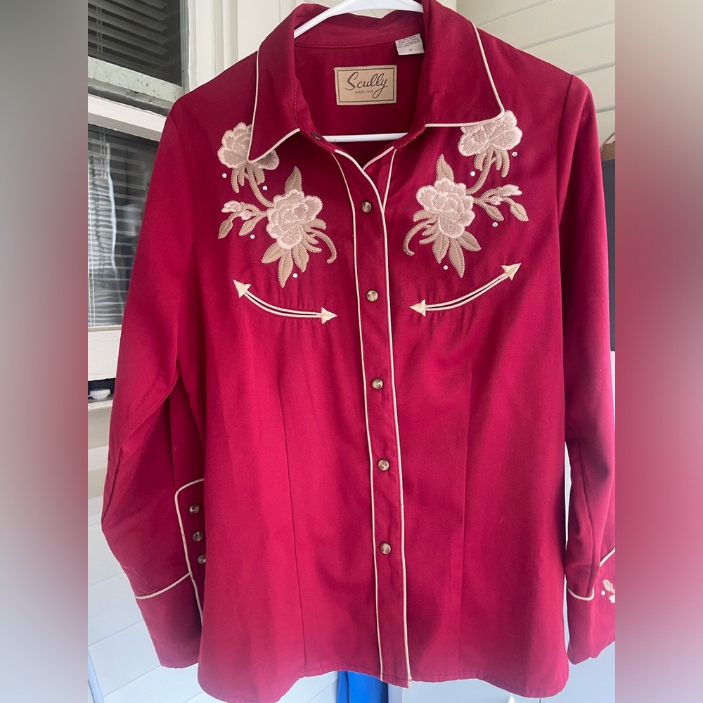 Scully embellished Western shirt dark red